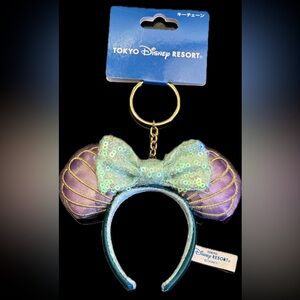 NWT Tokyo Disney Keychain mini Mermaid Ariel Minnie Ears Headband Backpack purse